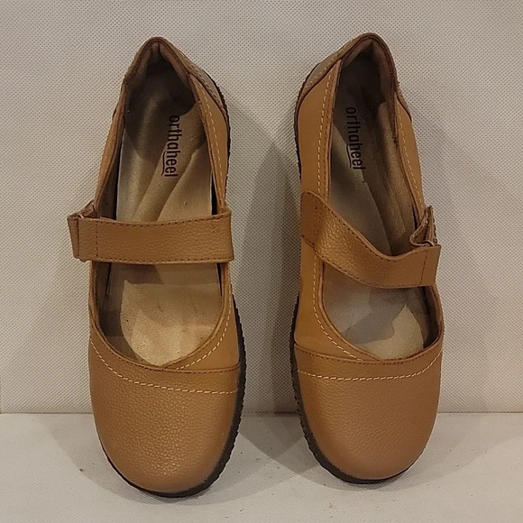 ORTHAHEEL LIGHT BROWN LEATHER MARY JANE‎ STYLE SHOES (sz 8-1/2) - Picture 1 of 8